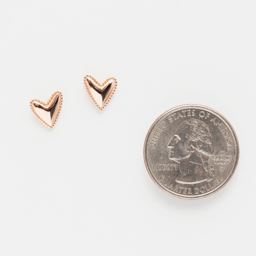 Rose Gold Heart Studs (S925) - Picture 3 of 4
